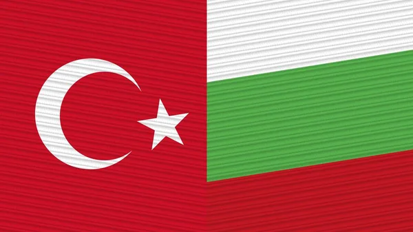 Bulgaristan Türkiye Kumaş Doku Llüstrasyonunu Birlikte Bayraklar — Stok fotoğraf
