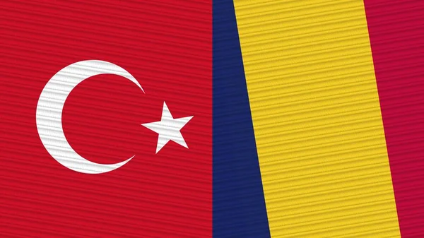 Csád Törökország Zászlók Együtt Szövet Textúra Illusztráció — Stock Fotó