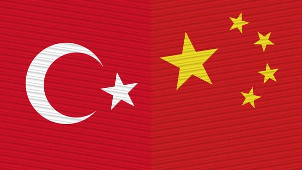 China Turquia Bandeiras Juntas Ilustração Textura Tecido — Fotografia de Stock