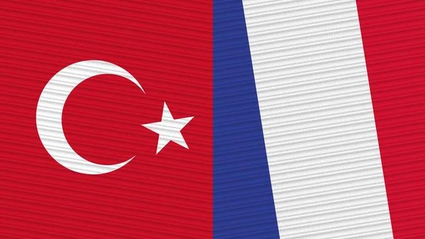 France Turkey Flags Together Fabric Texture Illustration — Stock Photo, Image