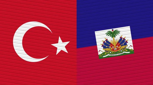 Haití Turquía Banderas Juntas Textura Tela Ilustración — Foto de Stock