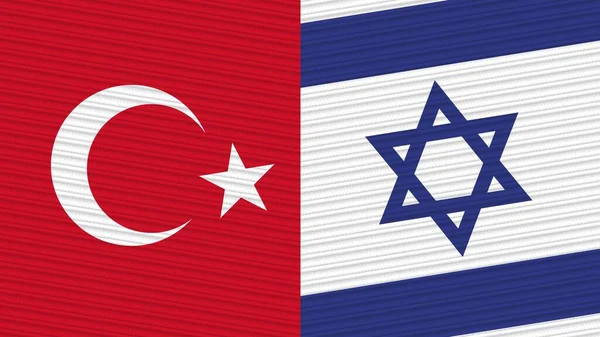 Srail Türkiye Kumaş Doku Llüstrasyonunda Birlikte Bayraklar — Stok fotoğraf