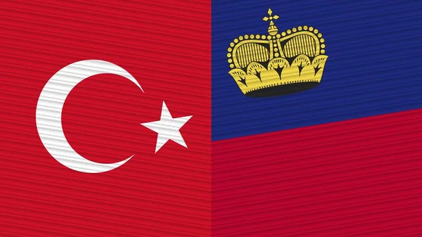Liechtenstein Törökország Zászlók Együtt Szövet Textúra Illusztráció — Stock Fotó