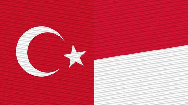 Monaco Turkey Flags Together Fabric Texture Illustration — Stock Photo, Image