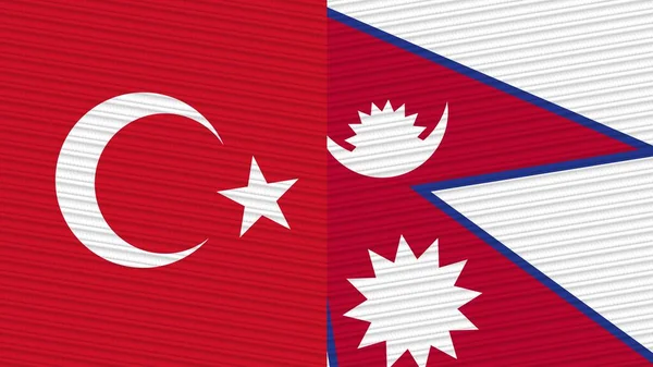 Nepál Törökország Zászlók Együtt Szövet Textúra Illusztráció — Stock Fotó