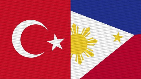 Philippines Turkey Flags Together Fabric Texture Illustration — Stok Foto