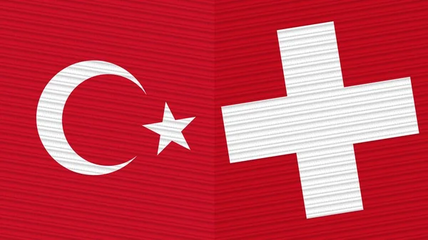 Suiza Turquía Banderas Juntas Textura Tela Ilustración —  Fotos de Stock