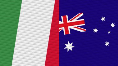Avustralya ve İtalya Birlikte İki Yarım Bayrak Kumaş Doku İllüstrasyonu