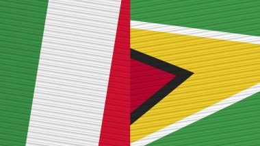 Guyana ve İtalya Birlikte İki Yarım Bayrak Kumaş Çizimi