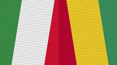 Gine ve İtalya Birlikte İki Yarım Bayrak Kumaş Çizimi