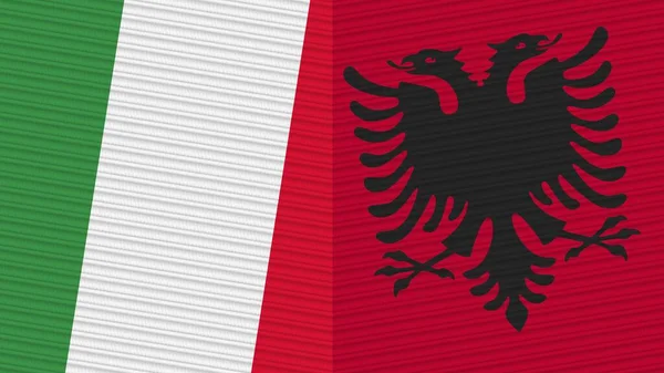 Albanien Und Italien Zwei Halbe Flaggen Zusammen Textur Illustration — Stockfoto