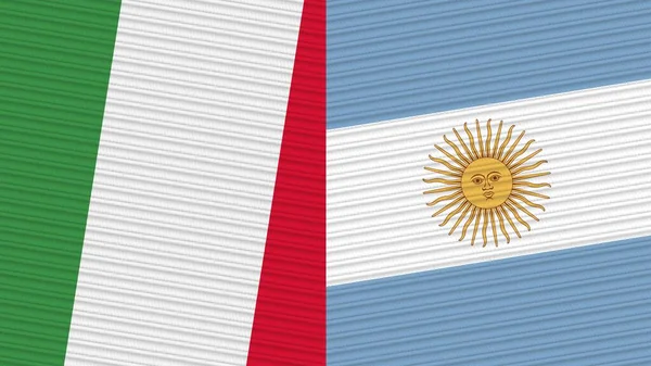 Argentina Italia Dos Medias Banderas Juntas Textura Tela Ilustración —  Fotos de Stock