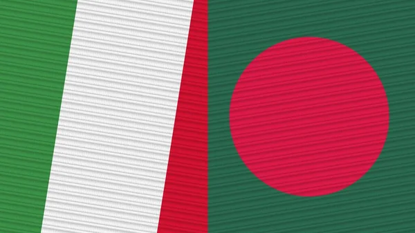 Bangladesh Italia Dos Medias Banderas Juntas Textura Tela Ilustración — Foto de Stock