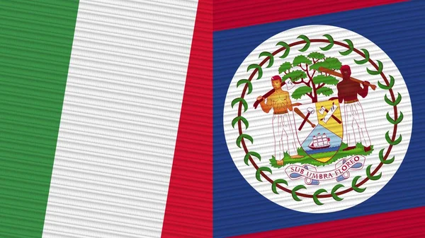 Belize Italië Twee Halve Vlaggen Samen Textuur Illustratie — Stockfoto
