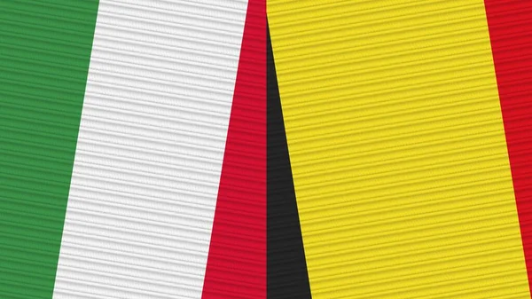 Бельгія Італія Two Half Flags Together Fabric Texture Illustration — стокове фото