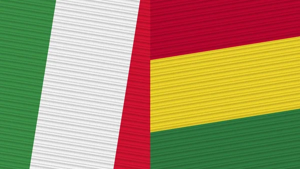 Boliwia Włochy Dwie Półflagi Razem Tekstura Tkaniny Ilustracja — Zdjęcie stockowe