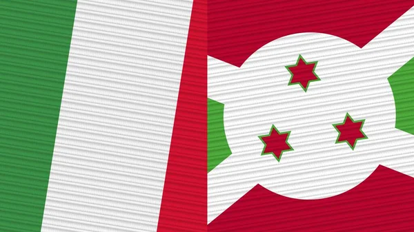 Burundi Och Italien Två Halva Flaggor Tillsammans Tyg Textur Illustration — Stockfoto