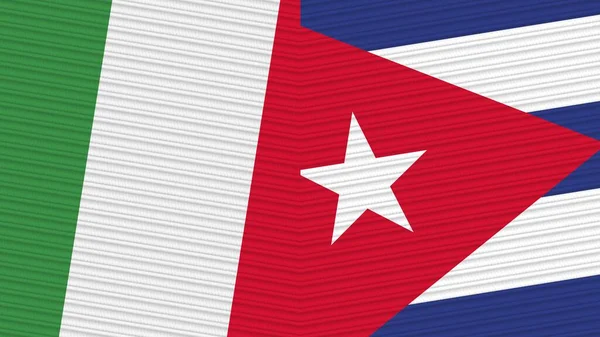 Kuba Itálie Dvě Poloviny Vlajky Dohromady Textilní Textury Ilustrace — Stock fotografie