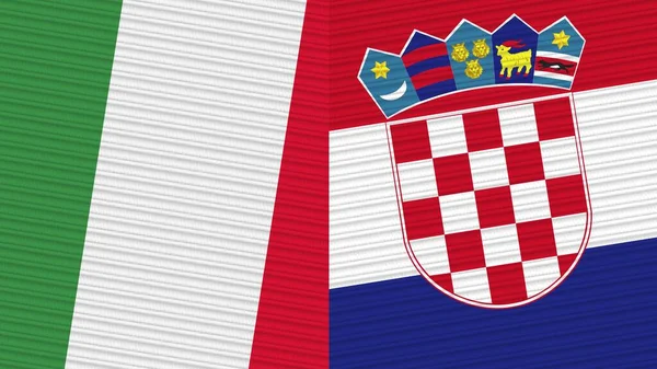 Croacia Italia Dos Medias Banderas Juntas Textura Tela Ilustración — Foto de Stock