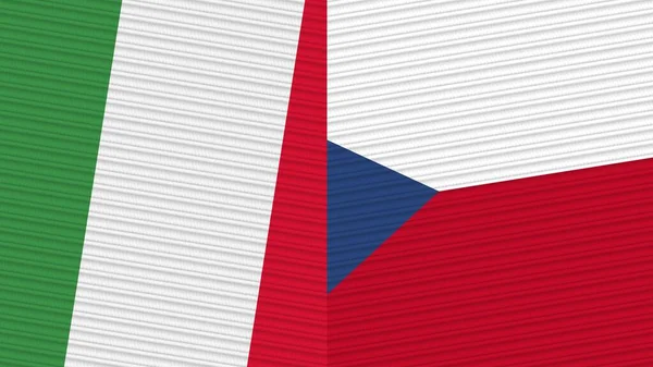 Česká Republika Itálie Dvě Poloviny Vlajky Dohromady Textilní Textura Ilustrace — Stock fotografie