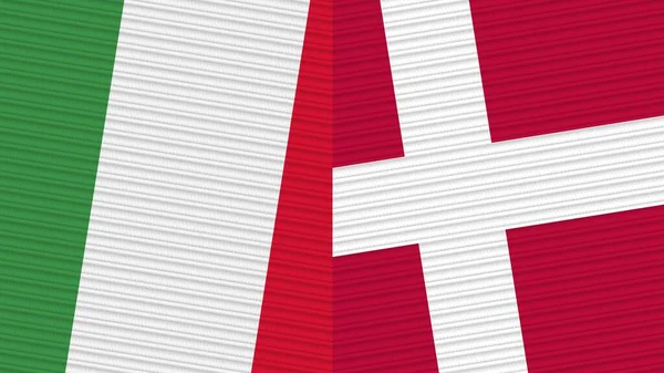 Данія Італія Two Half Flags Together Fabric Texture Illustration — стокове фото
