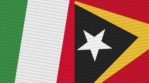 Východní Timor Itálie Dvě Poloviny Vlajky Dohromady Textilní Textury Ilustrace — Stock fotografie