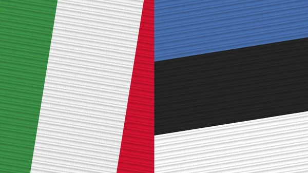 Estonia Italia Due Mezze Bandiere Insieme Tessuto Texture Illustrazione — Foto Stock