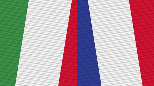 Франция Италия Два Полуфлага Вместе Иллюстрация Текстуры Ткани — стоковое фото