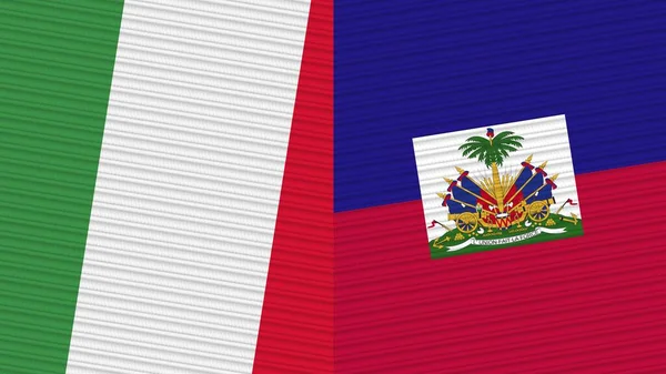 Haití Italia Dos Medias Banderas Juntas Textura Tela Ilustración — Foto de Stock