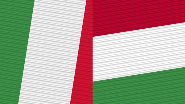 Hungary Italy Two Half Flags Together Fabric Texture Illustration — Stock Photo, Image