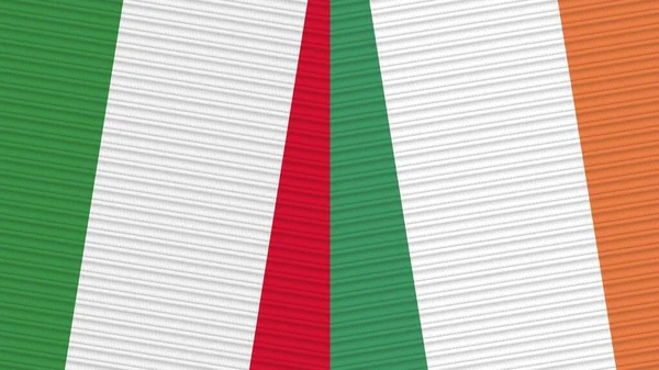 Irland Und Italien Zwei Halbe Flaggen Zusammen Textur Illustration — Stockfoto