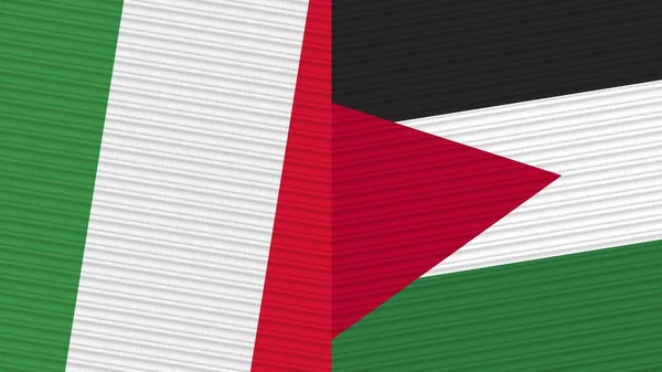 Jordania Italia Dos Medias Banderas Juntas Textura Tela Ilustración —  Fotos de Stock