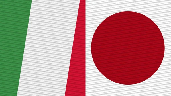 Japan Italië Twee Halve Vlaggen Samen Stof Textuur Illustratie — Stockfoto