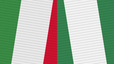 Nijerya ve İtalya Birlikte İki Yarım Bayrak Kumaş Çizimi