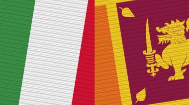 Sri Lanka ve İtalya Birlikte İki Yarım Bayrak Kumaş Çizimi