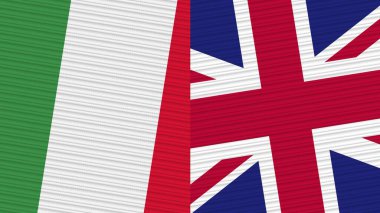 Birleşik Krallık ve İtalya Birlikte İki Yarım Bayrak Kumaş Çizimi