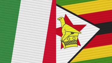Zimbabve ve İtalya Birlikte İki Yarım Bayrak Kumaş Çizimi
