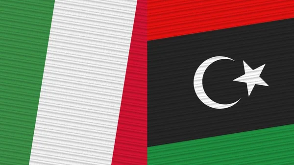 Libye Itálie Dvě Poloviny Vlajky Dohromady Textilní Textury Ilustrace — Stock fotografie