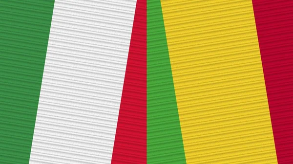Mali Italy Дві Половини Прапорів Разом Ілюстрації Текстури Тканини — стокове фото