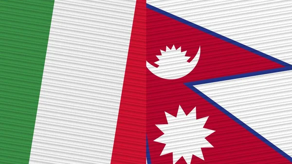 Nepál Itálie Dvě Poloviny Vlajky Dohromady Textilní Textury Ilustrace — Stock fotografie