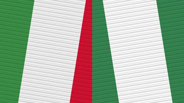 Nigeria Italia Dos Medias Banderas Juntas Textura Tela Ilustración —  Fotos de Stock