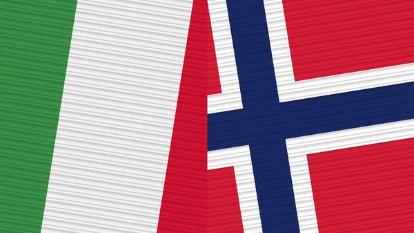 Norway Italy Two Half Flags Together Fabric Texture Illustration — Stock Photo, Image