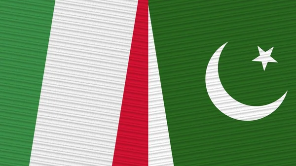 Pakisztán Olaszország Két Fél Zászlók Együtt Szövet Textúra Illusztráció — Stock Fotó