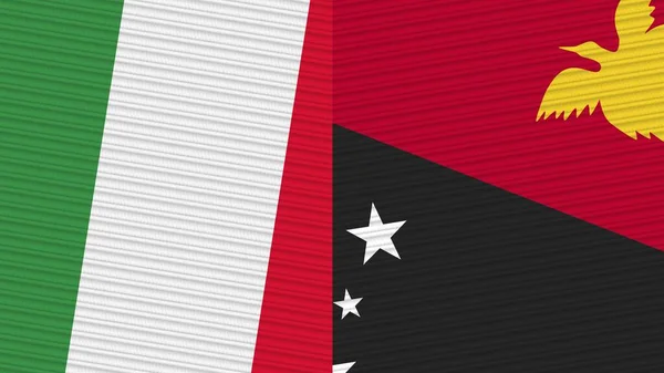 Papua Nueva Guinea Italia Dos Medias Banderas Juntas Textura Tela — Foto de Stock