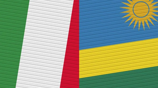 Ruanda Italia Dos Medias Banderas Juntas Textura Tela Ilustración — Foto de Stock