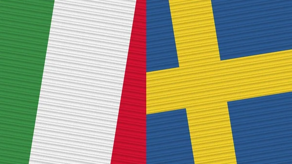 Швеция Италия Два Полуфлага Вместе Иллюстрация Текстуры Ткани — стоковое фото