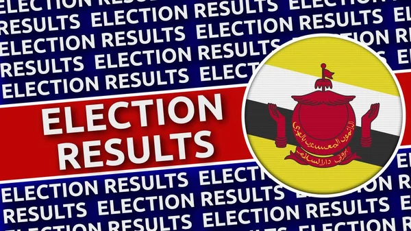 Brunei Circular Flag Election Results Titles Illustration — Stock Photo, Image