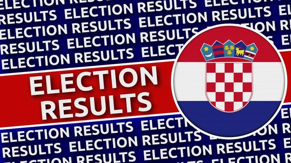 Croatia Circular Flag with Election Results Titles - 3D Illustration