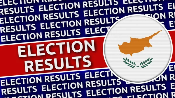 Cipro Bandiera Circolare Con Risultati Delle Elezioni Titoli Illustrazione — Foto Stock