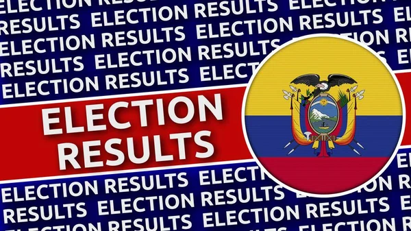 Ecuador Circulaire Vlag Met Verkiezingsresultaten Titels Illustratie — Stockfoto